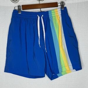 Chubbies Swim Trunk Shorts Men M‎ Blue Neon Striped Lined Colorful 5.5" Inseam